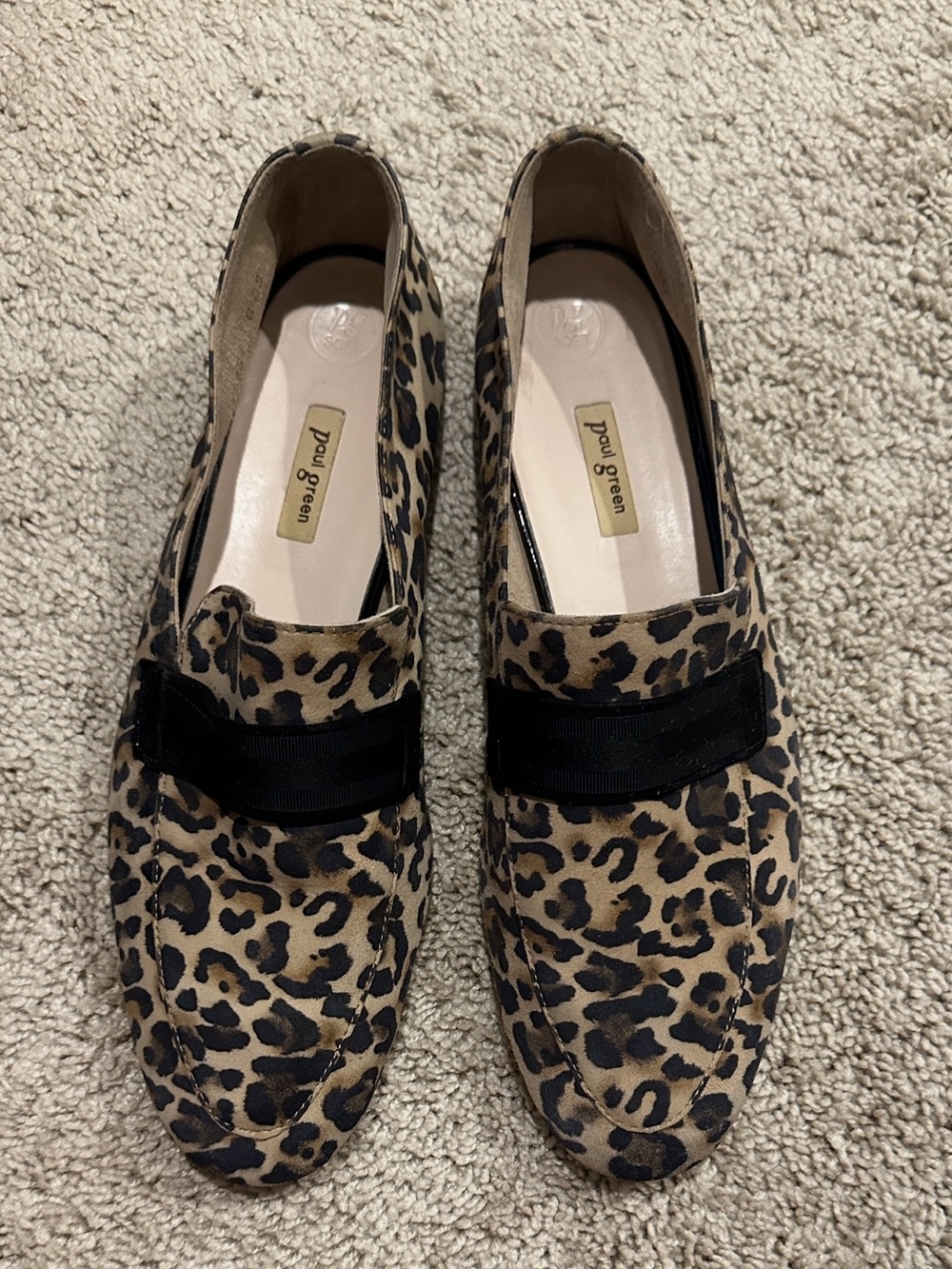 Women’s Paul Green Leopard Print Suede Loafers 9.5 made in Austria